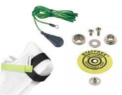 Componentes del kit de conexión a tierra ESD.